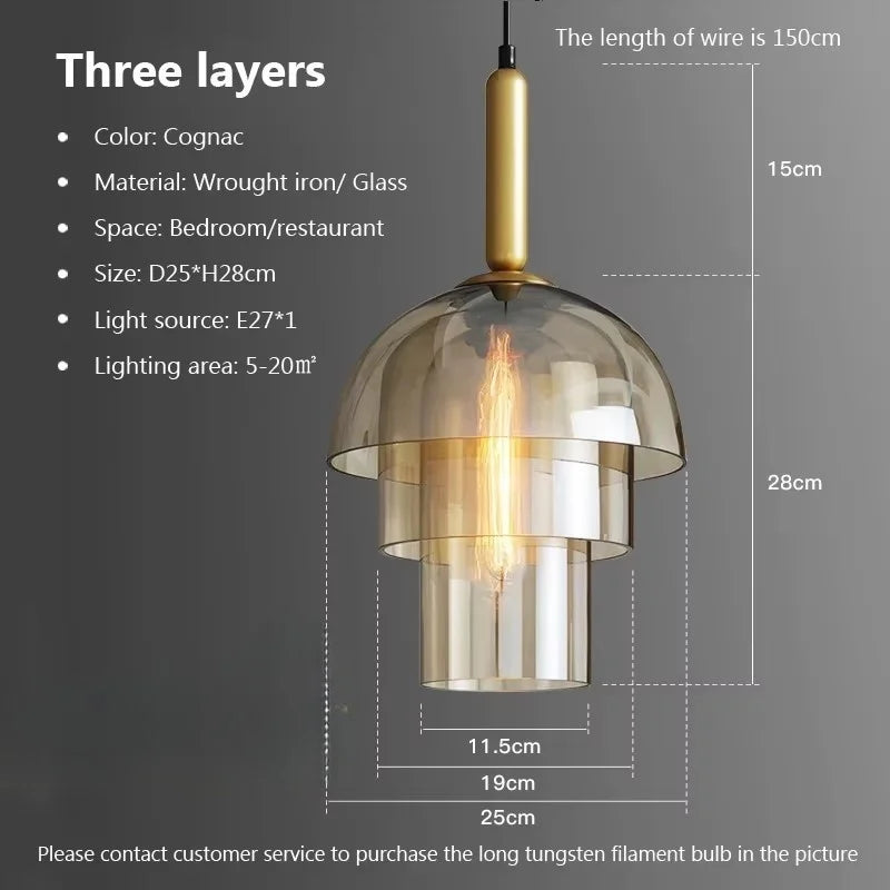 Chandelier Glass Vintage Pendant Lamp