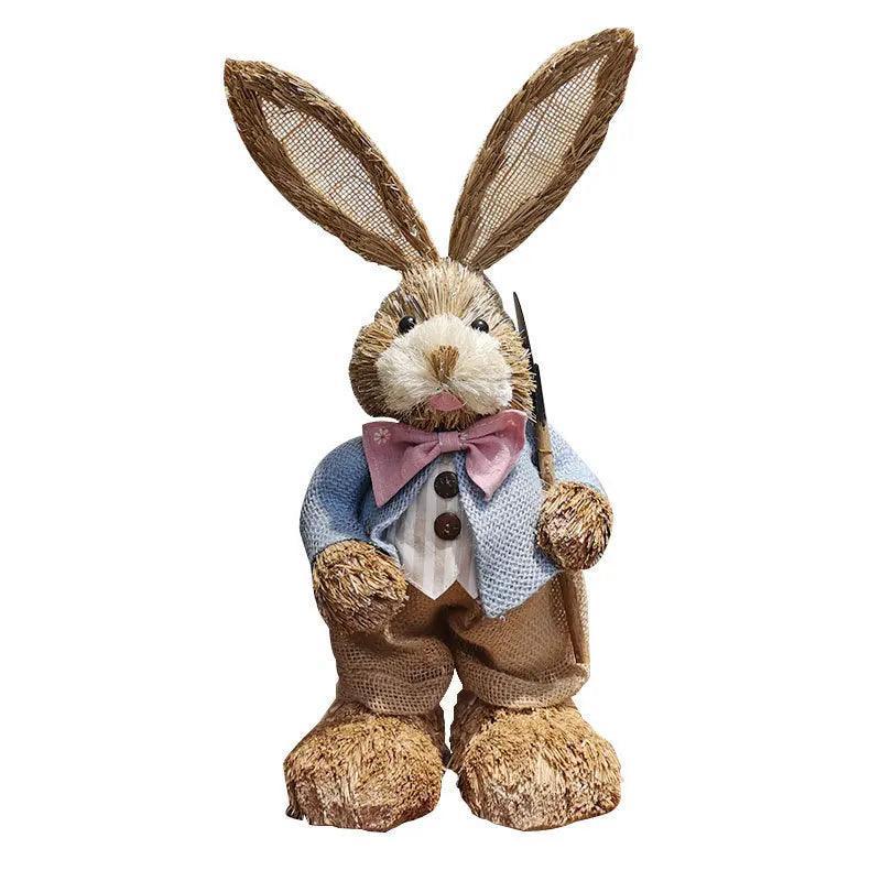 1/2PCS Height 35cm Easter Cute Straw Bunny Decoration Rustic Home Decoration - PRHOMZ