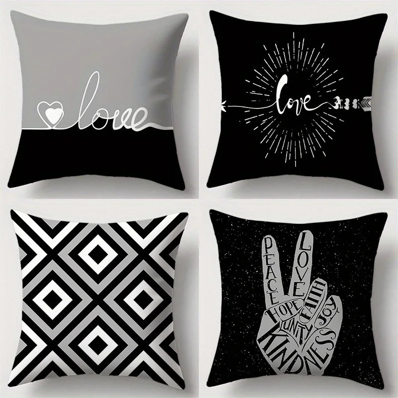 Love-themed Geometric Pillow Covers
