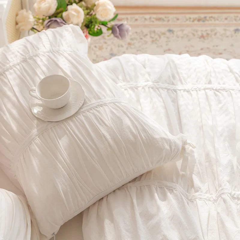 Korean Pleated Pillowcase Cotton Set
