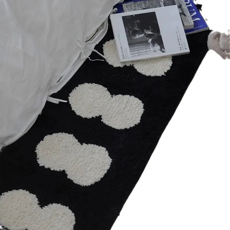 VIKAMA Minimalist Black And White Bedside Rug For Bedrooms And Living Rooms Soft And Comfortable Plush Home Decor Rug