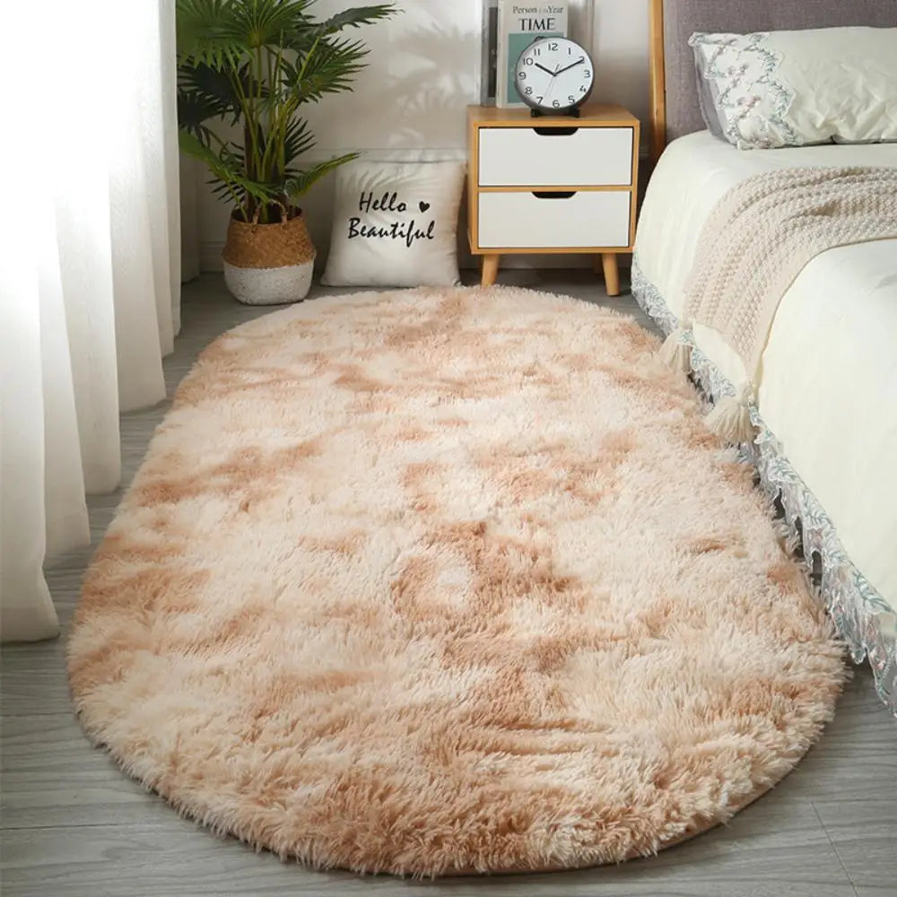VIKAMA Soft Bedside Carpet Oval Carpet Girl Rug For Bedroom Carpet For Live Room Winter Warm Floor Mat Doormat Home Decoration