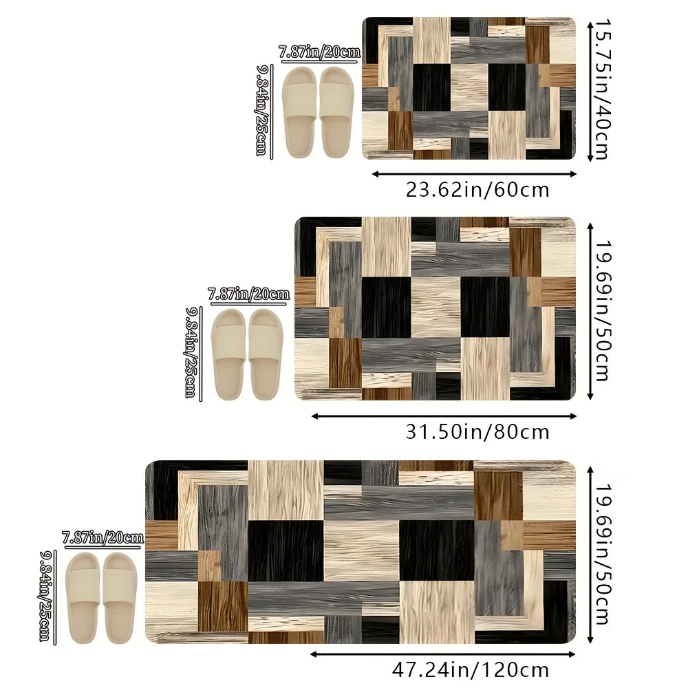 VIKAMA Geometric Patchwork Floor Mat Kitchen Rug Soft Door Mat Welcome Mat Living Room Carpet Rug For Bedroom Home Decoration