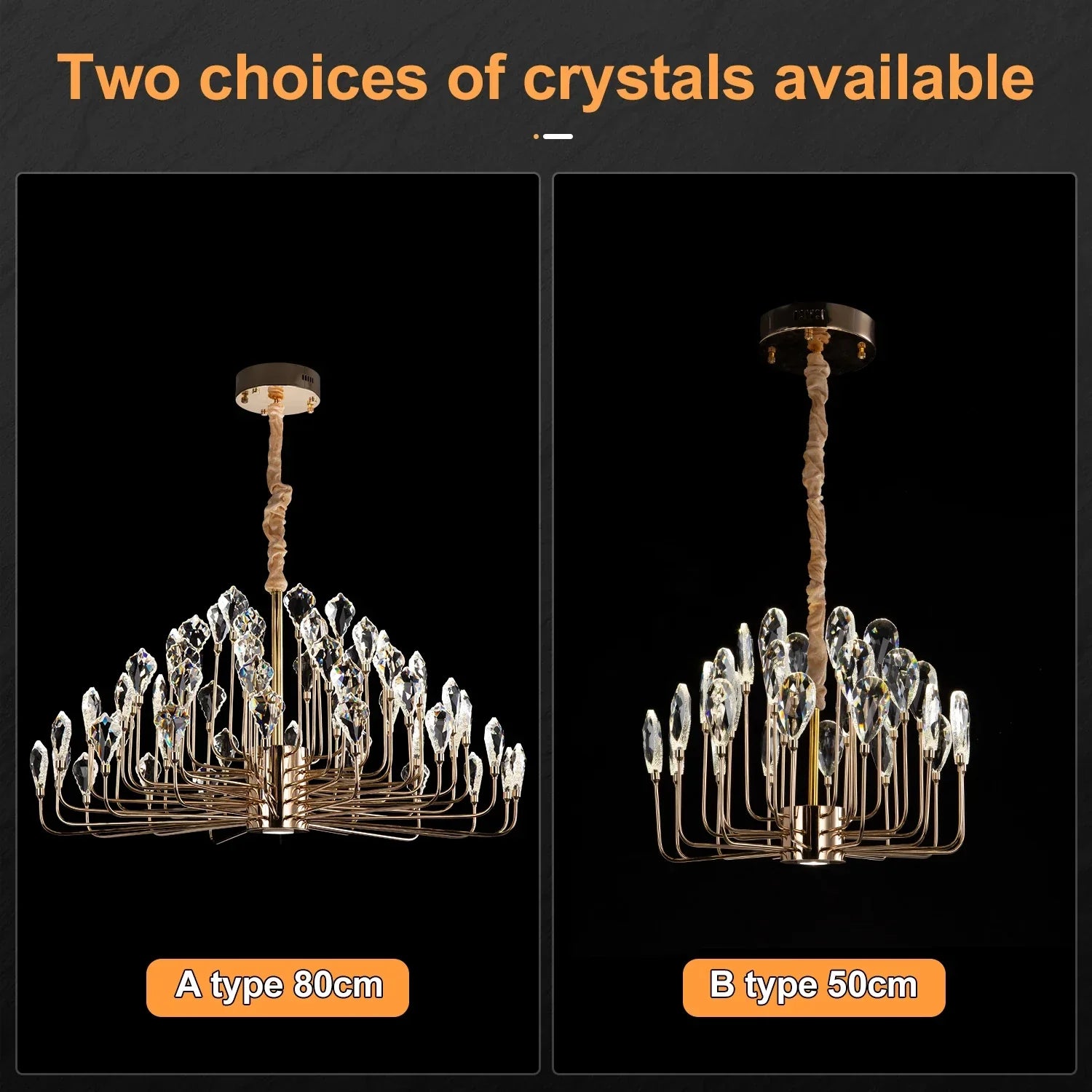 Serena Gold Crystal LED Chandelier β Modern Pendant Light for Dining & Living Room