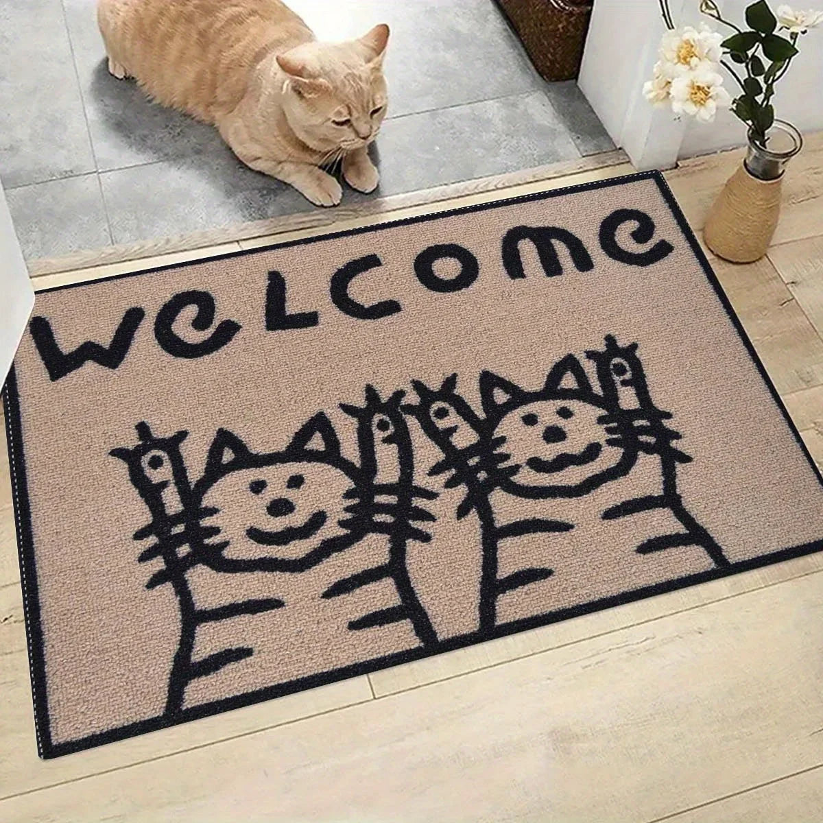 VIKAMA Simple Cat Carpet Stain-Resistant Doormat Welcome Mat Kitchen Rug Living Room Carpet Rug For Bedroom Home Decoration