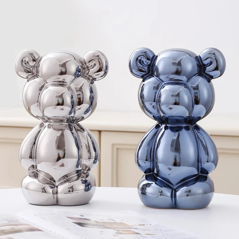 Ceramic Little Fat Bear Sculpture Home Decor room Decoration Accessories Office Nordic Animal Decorative Sculptures Figurines