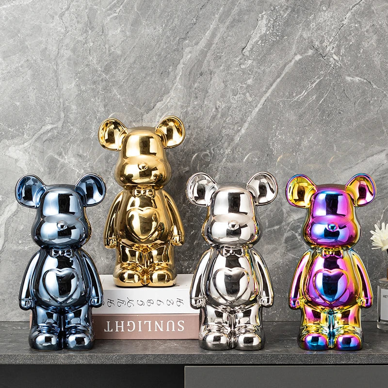 Love Bear Decoration Ceramic Crafts Wine Cabinet European Style The Little Cartoon Statue Kawaii Cartoon Figure Office Book Shelf Ornament Home Decorations 400% Bears Figurines
