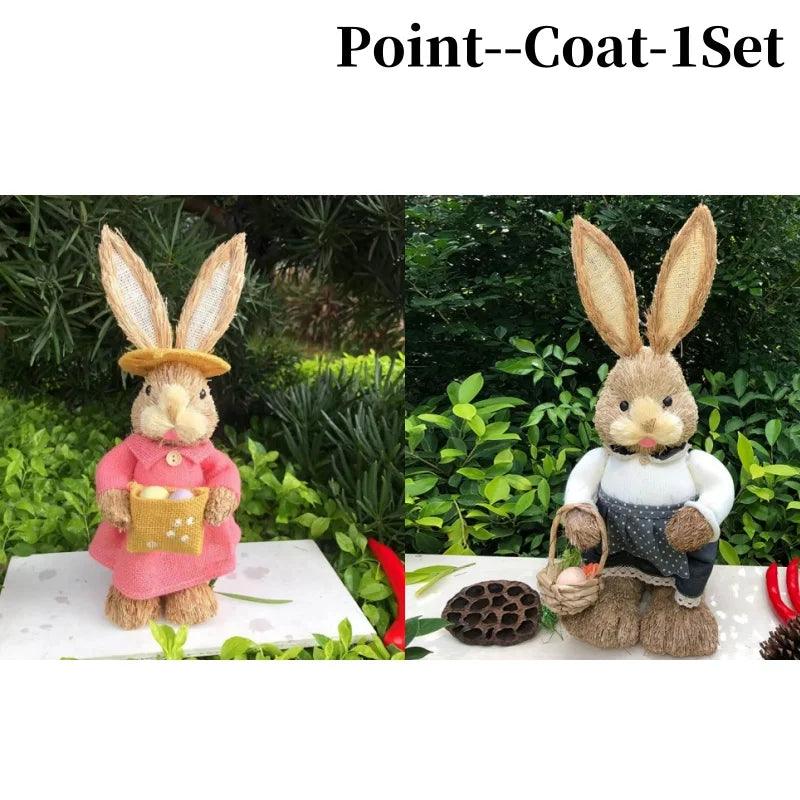 1/2PCS Height 35cm Easter Cute Straw Bunny Decoration Rustic Home Decoration - PRHOMZ