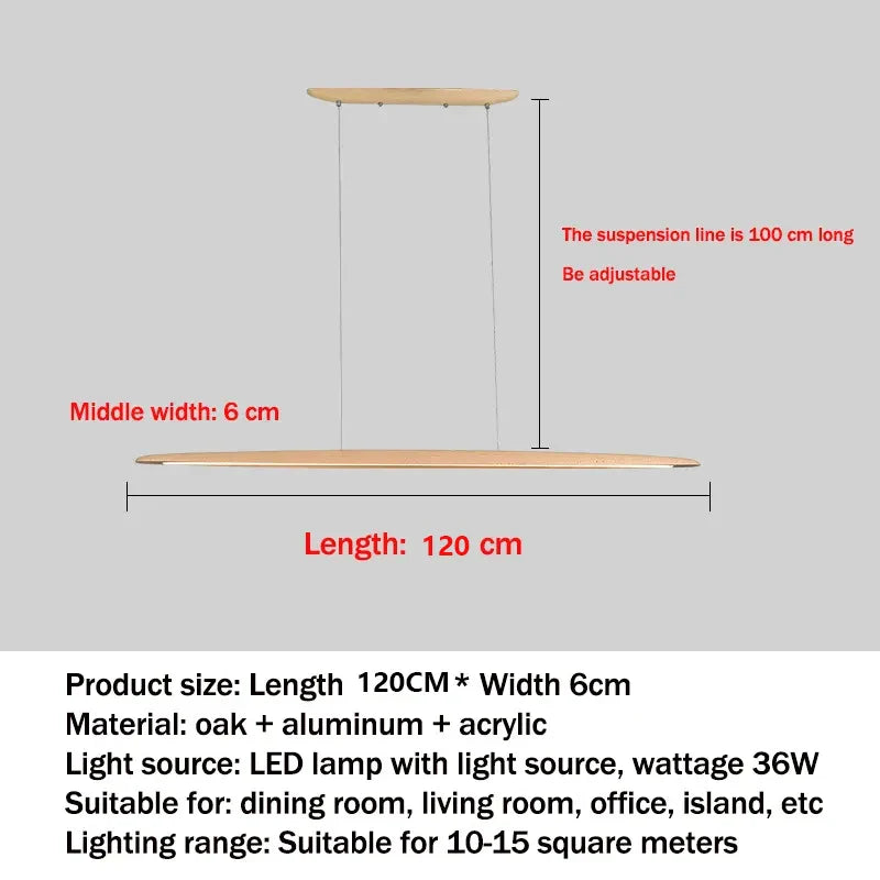 DecorBites™ Wooden Pendant Light Long Linear