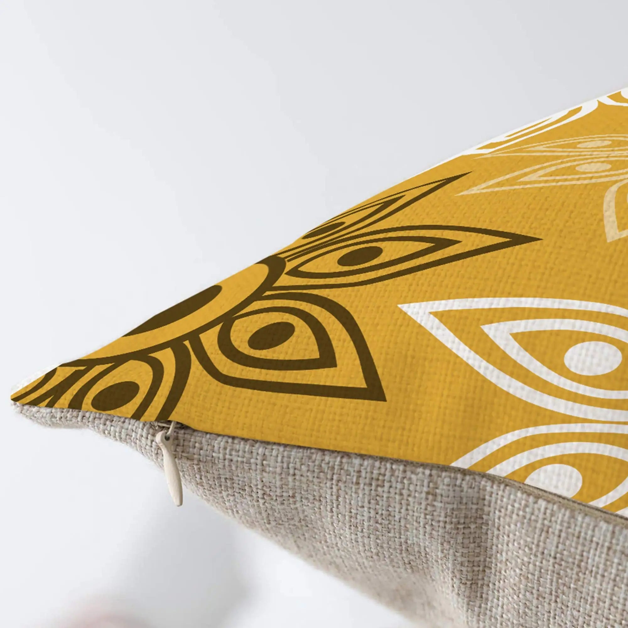 Linen Pillowcase Geometric Petal Design