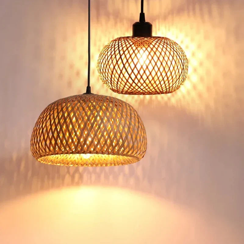 DecorBites™ Bamboo Pendant Lamp Handmade Rattan