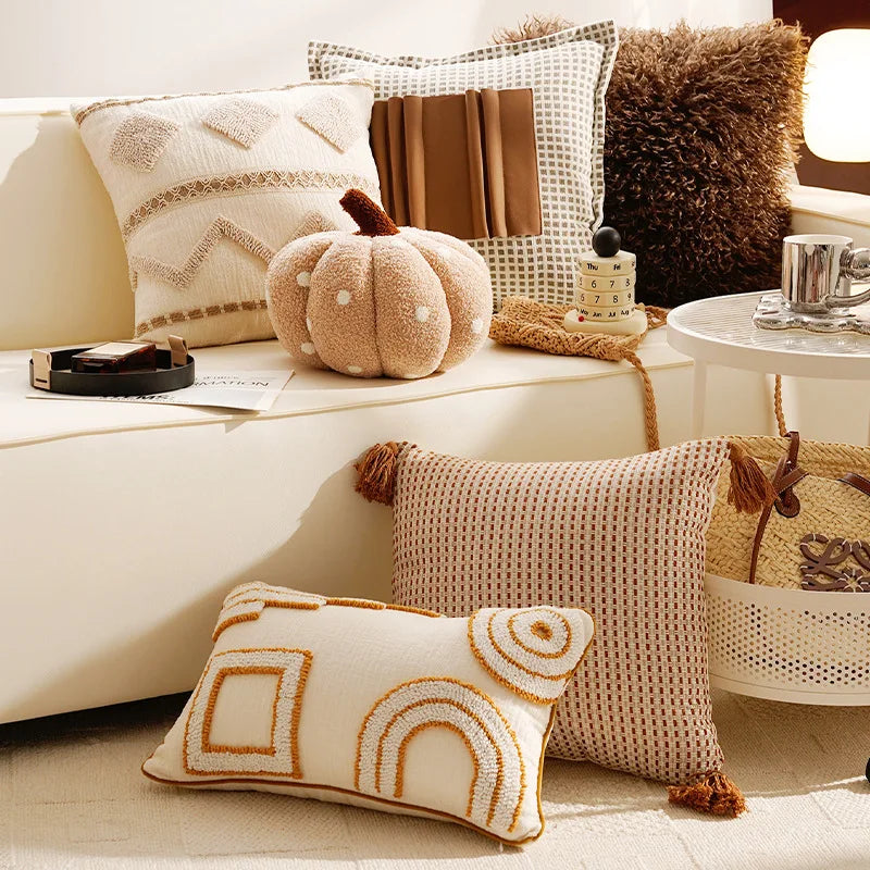 Brown Geometric Throw Pillow Cover