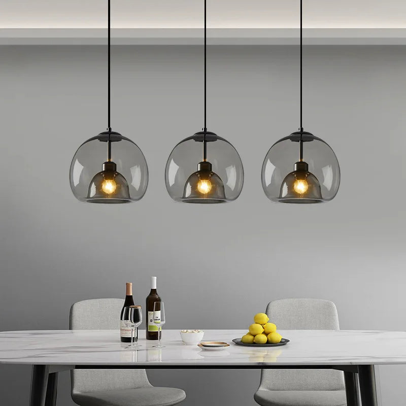 Glass Pendant Light Smoke Gray
