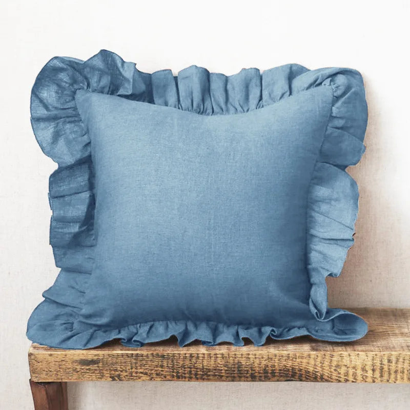 Linen Ruffle Pillowcases Home Decor