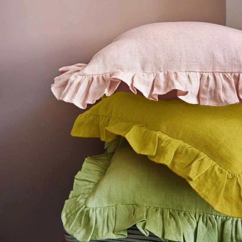 Linen Ruffle Pillowcases Home Decor