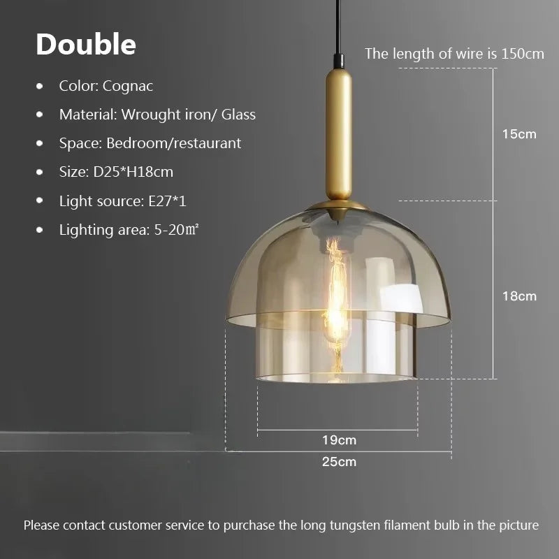 Chandelier Glass Vintage Pendant Lamp