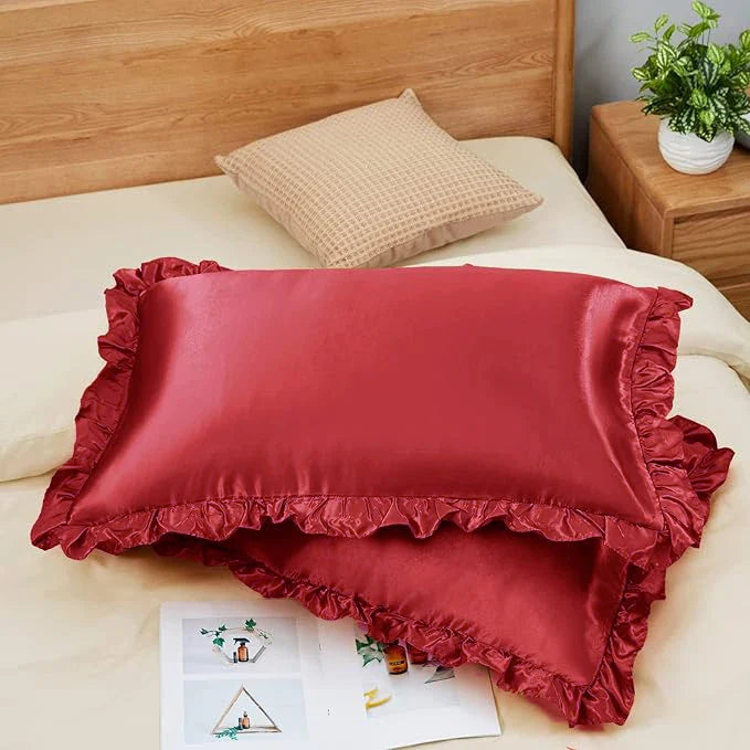 Satin Ruffle Pillowcase Set Silky