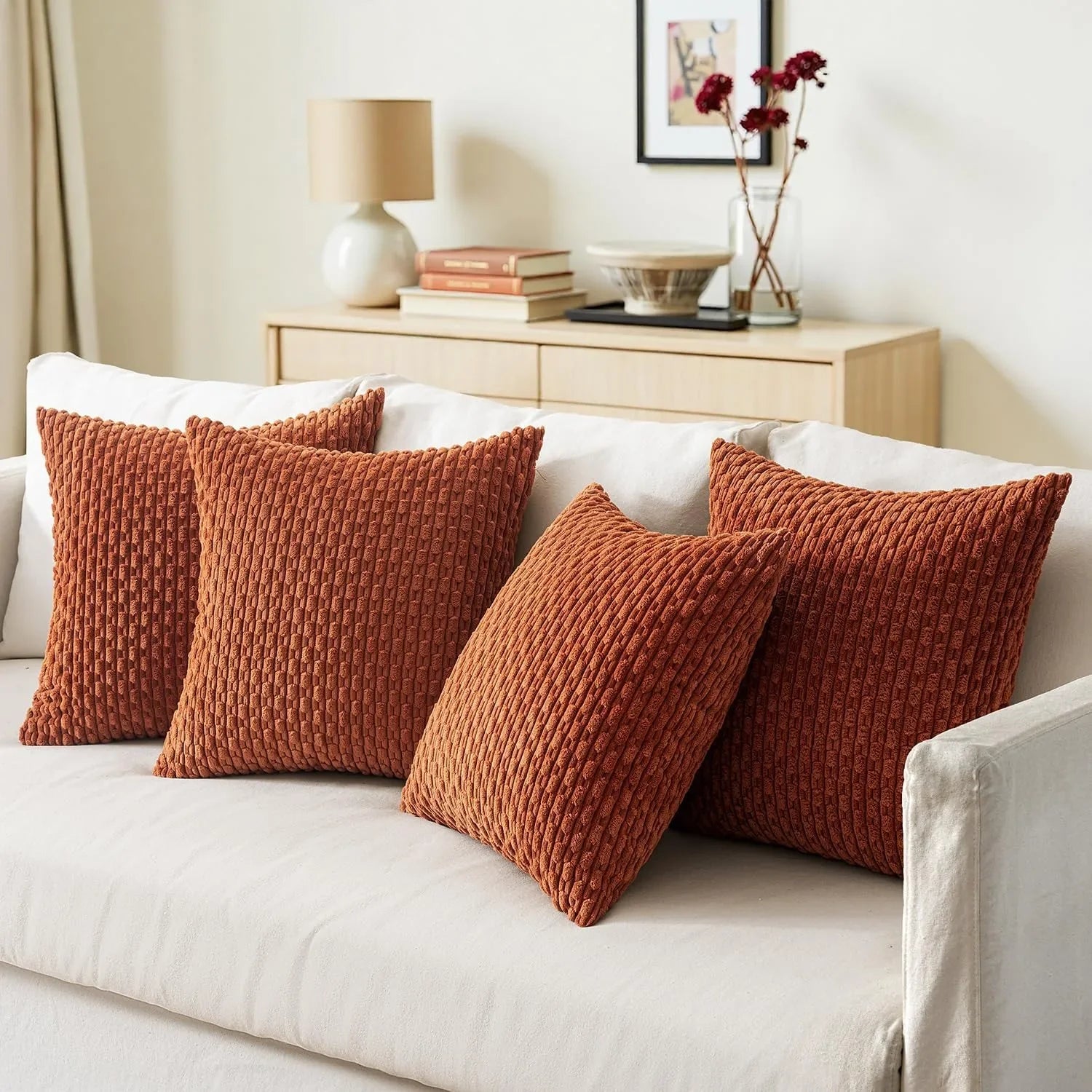 Corduroy Cushion Covers Striped Pillowcases