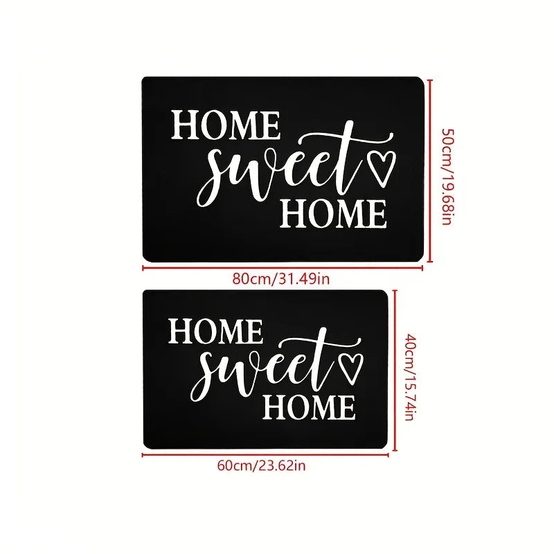 VIKAMA "HOME SWEET HOME" Valentine's Day Heart-Design Welcome Door Mat, Outdoor Garden Non-Slip Carpet, Holiday Gift, Home Decor