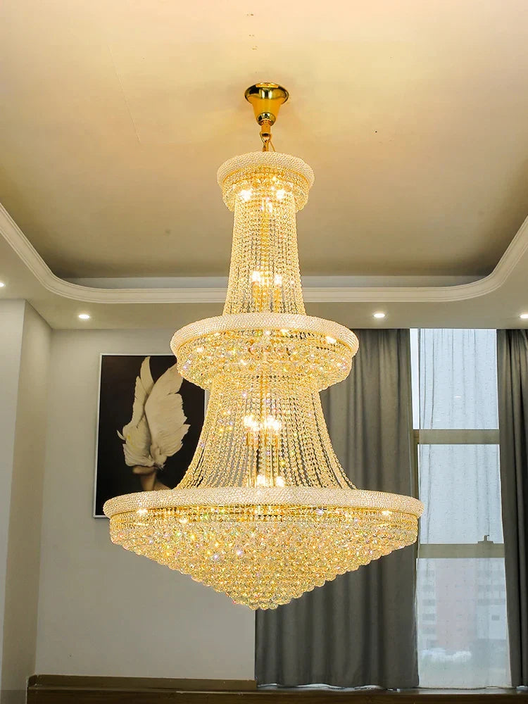 DecorBites™ Crystal Chandelier Large High Ceiling