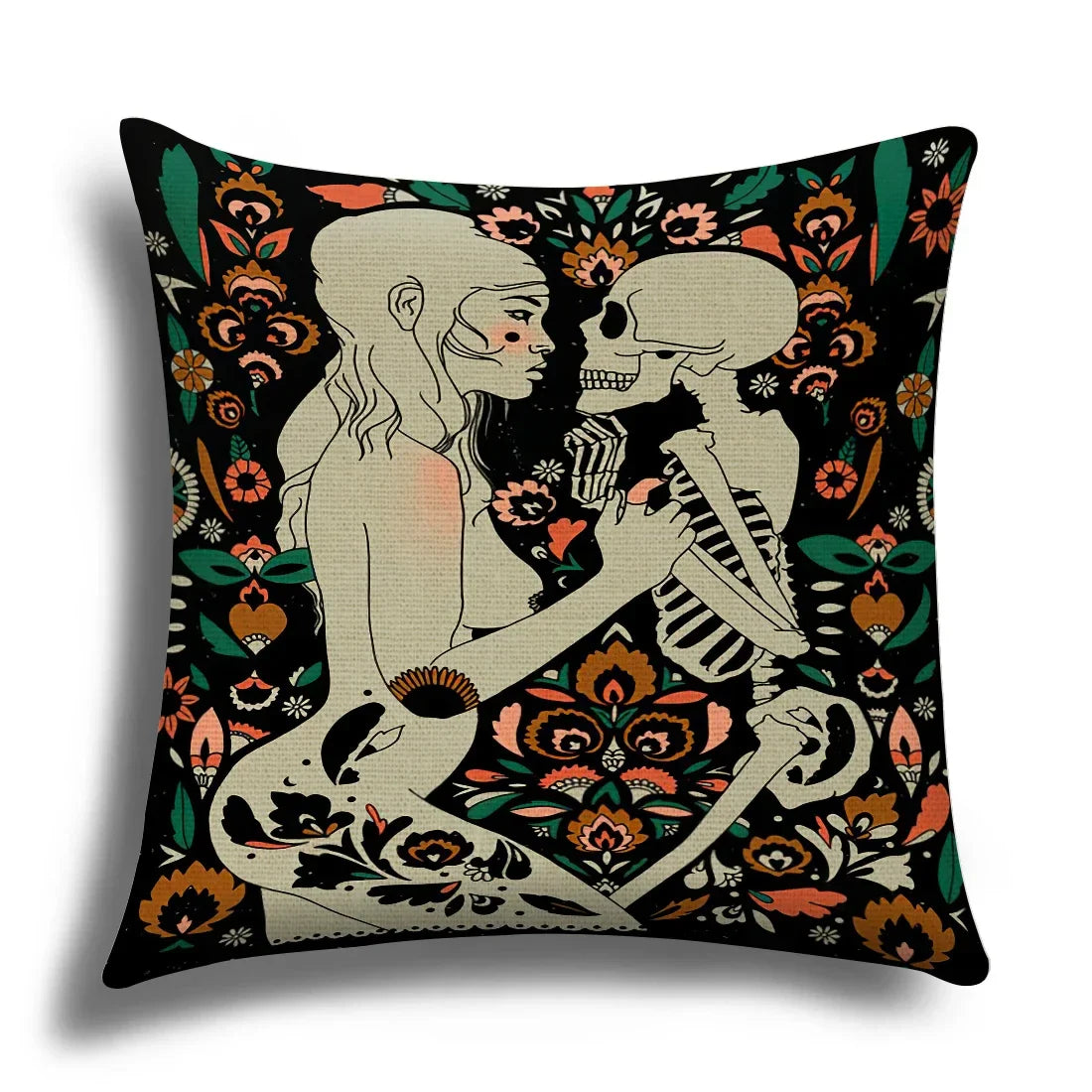 Skull Cushion Cover Linen Pillowcase
