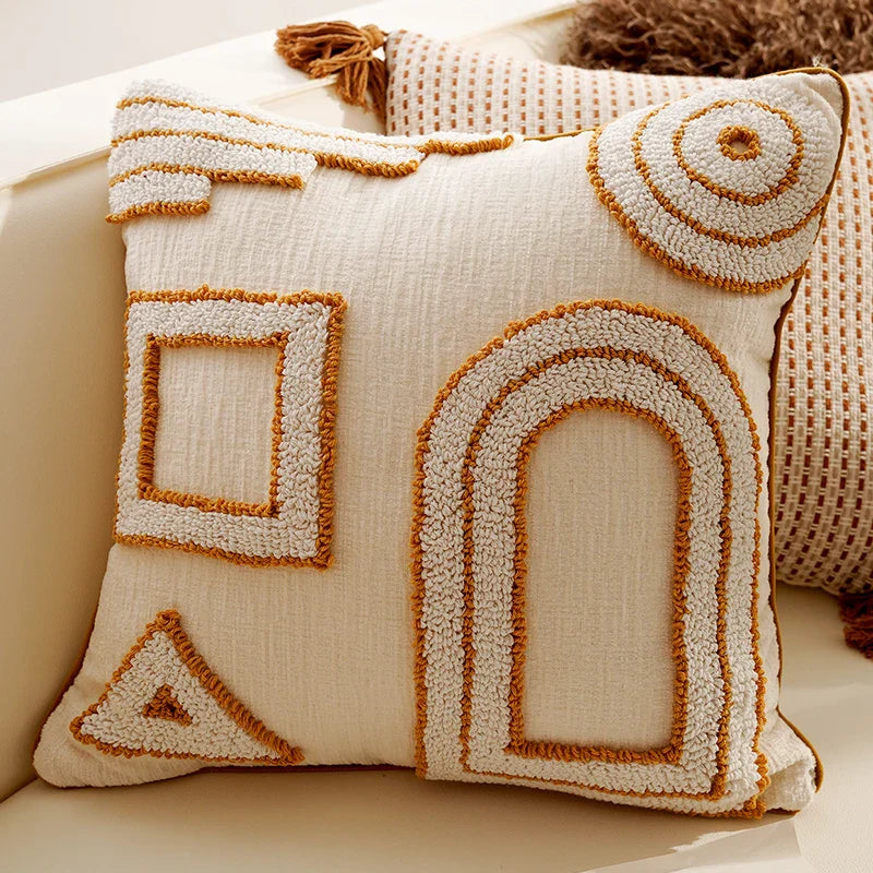Brown Geometric Throw Pillow Cover