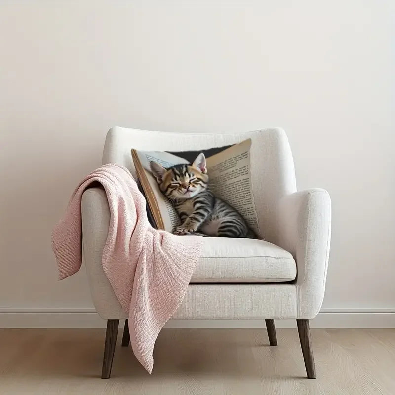 Cat Print Decorative Pillowcase Sofa Cushion