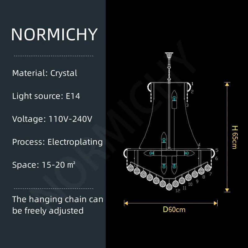 DecorBites™ Crystal Chandelier Large High Ceiling