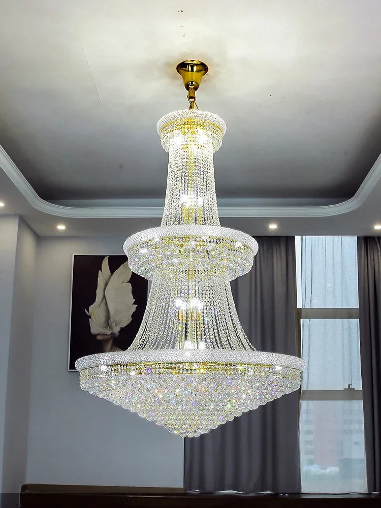 DecorBites™ Crystal Chandelier Large High Ceiling