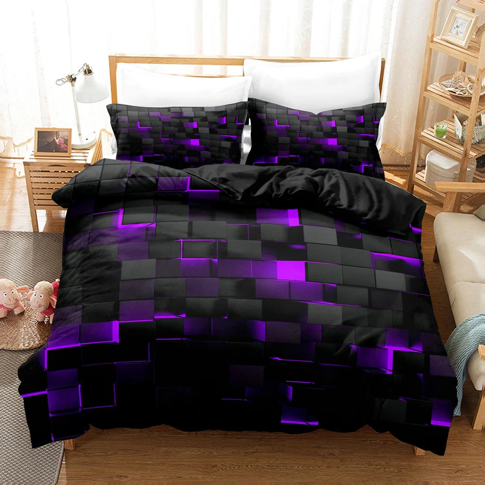 Red Grid Duvet Cover Set