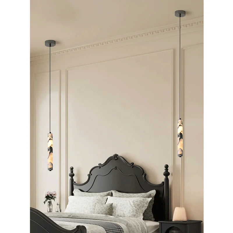 DecorBites™ Black Stone Pendant Lamp LED Chandelier