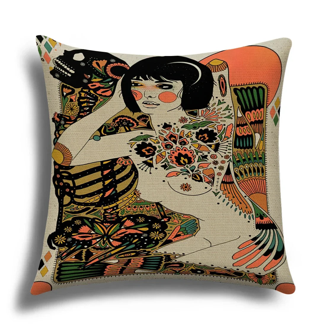 Skull Cushion Cover Linen Pillowcase