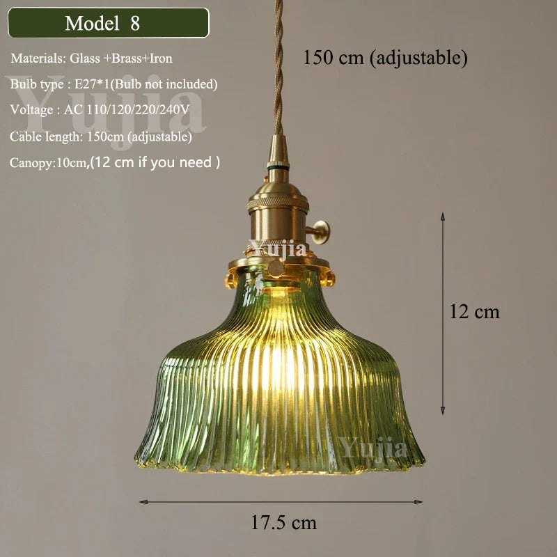 DecorBites™ Green Glass Pendant Light Fixture