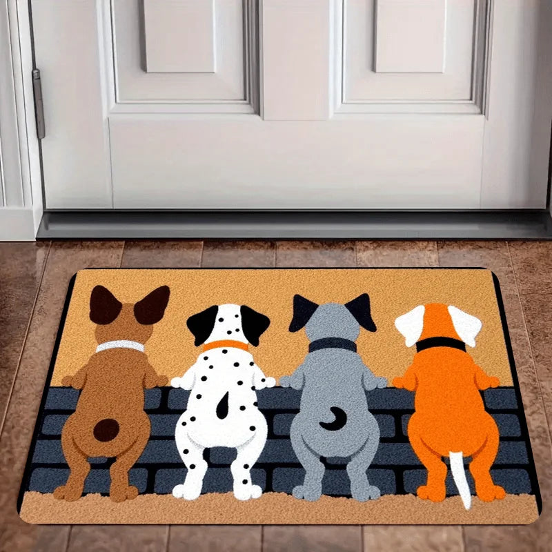 VIKAMA Cartoon Carpet Four Puppies Doormat Welcome Carpet Living Room Carpet Rug For Bedroom Outdoor Carpet Home Decoration