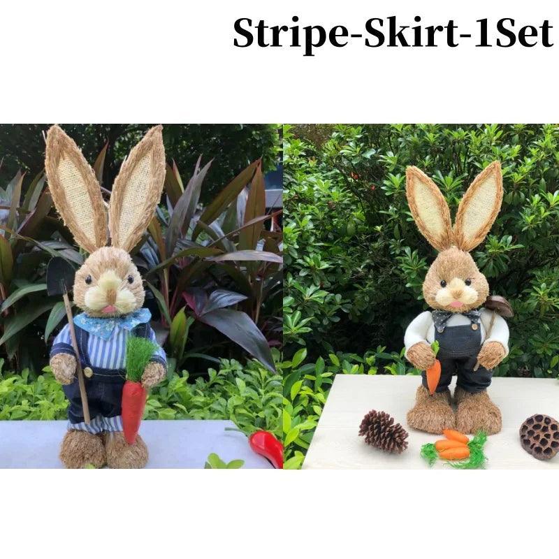 1/2PCS Height 35cm Easter Cute Straw Bunny Decoration Rustic Home Decoration - PRHOMZ