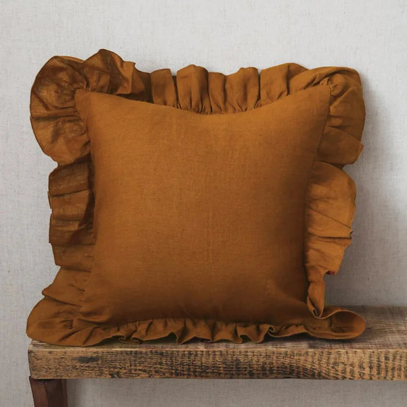 Linen Ruffle Pillowcases Home Decor