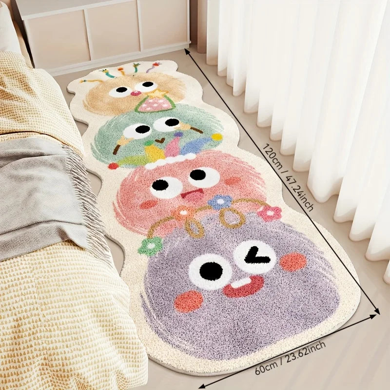 VIKAMA Cute Cartoon Carpet Long Carpet Rug Live Room Bedroom Bedside Blanket Welcome Mat Absorbent Bathroom Mat Home Decoration
