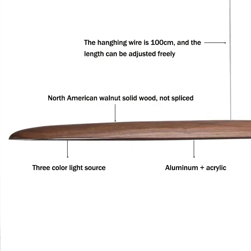 DecorBites™ Wooden Pendant Light Long Linear