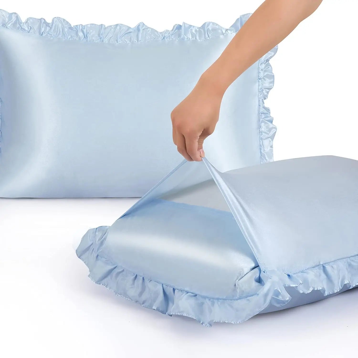 Satin Ruffle Pillowcase Set Silky