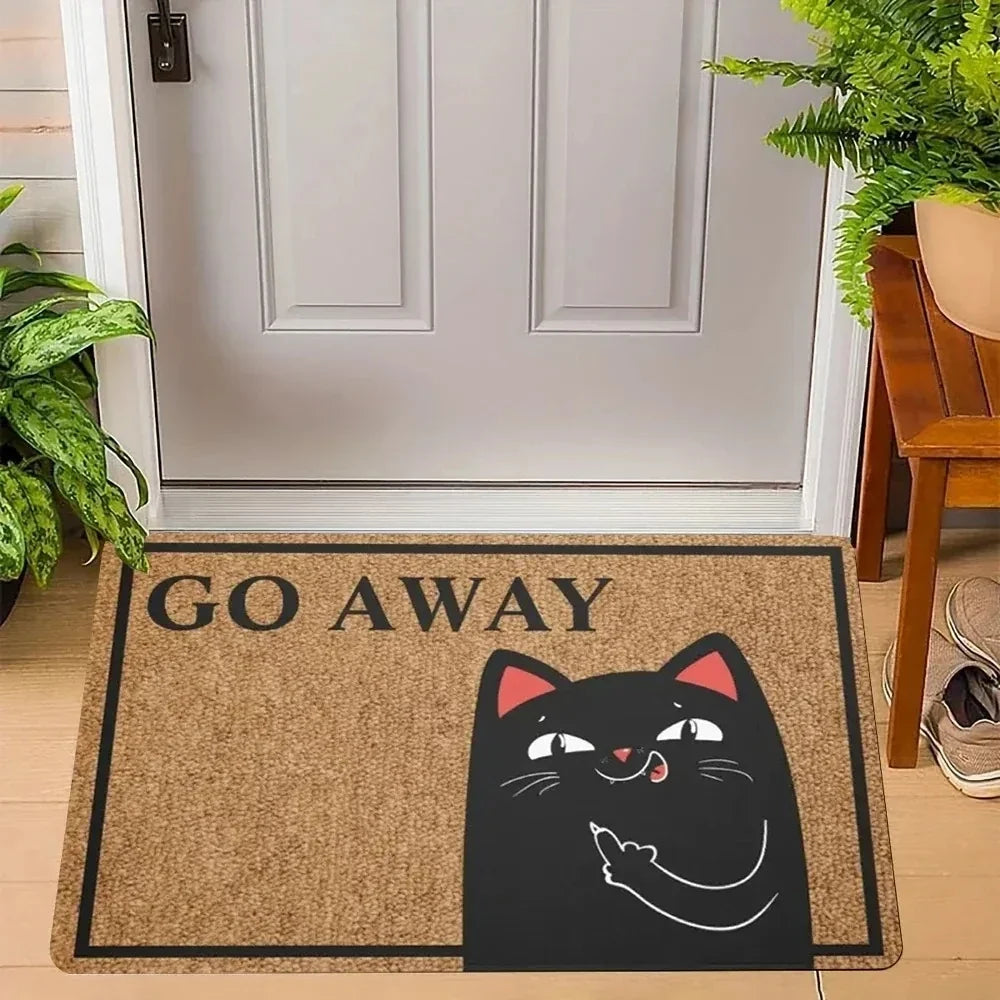 Go Away Doormat Weird Cat Rug Non-Slip All-Weather Carpet Humorous Welcome Mat for Indoor Outdoor Entryway Home Decor Carpet