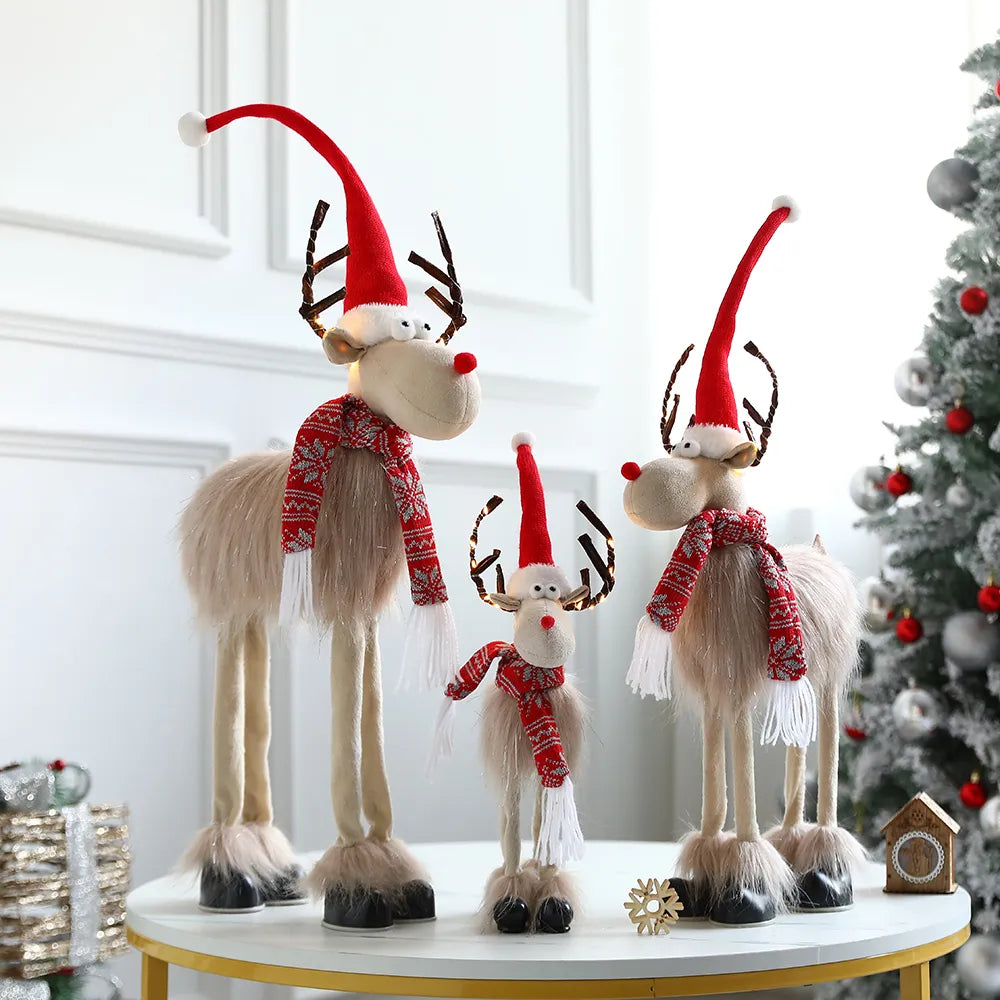 Radiant Reindeer: Large Standing Elk Plush Doll with LED Lights-3