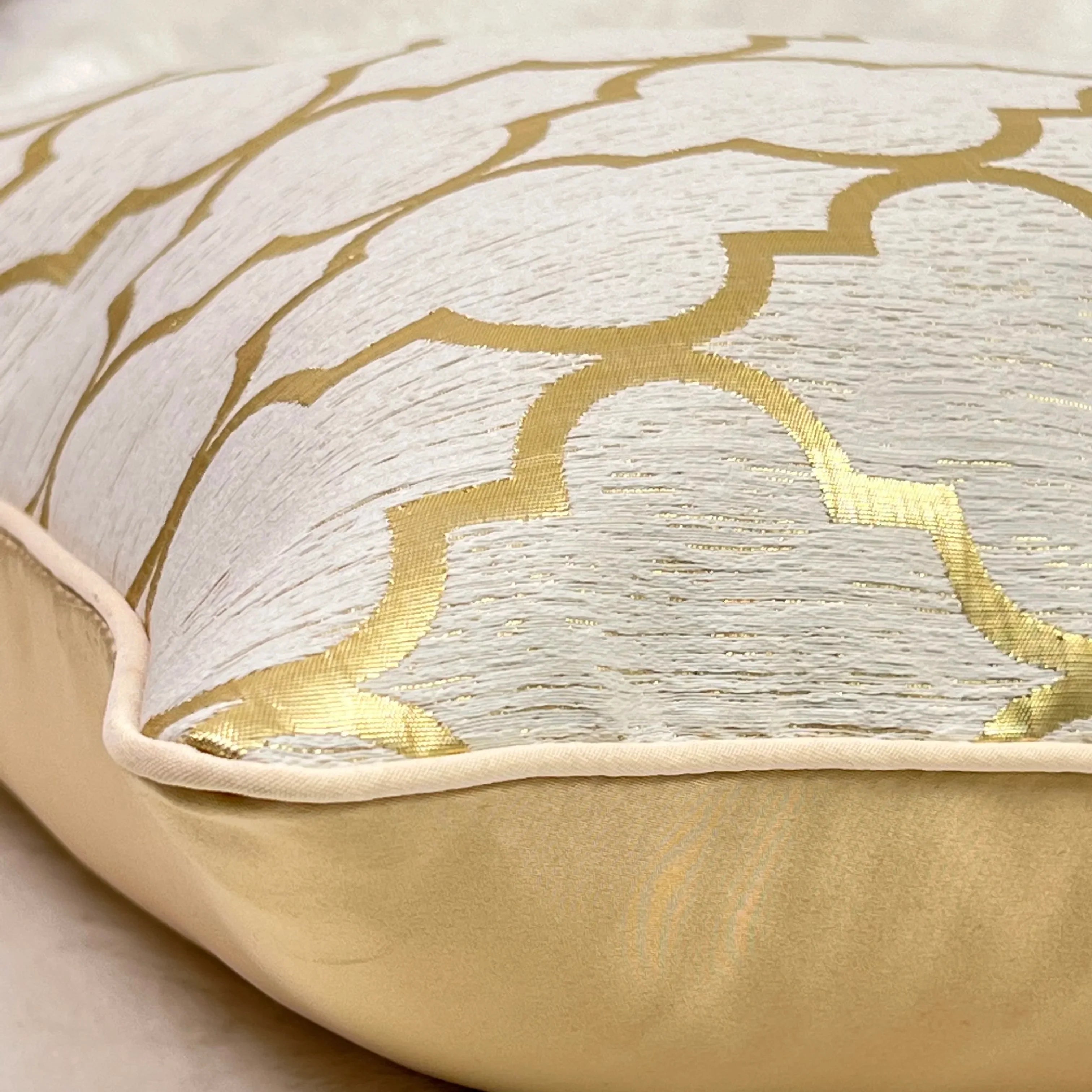 Gold Jacquard Cushion Cover Beige