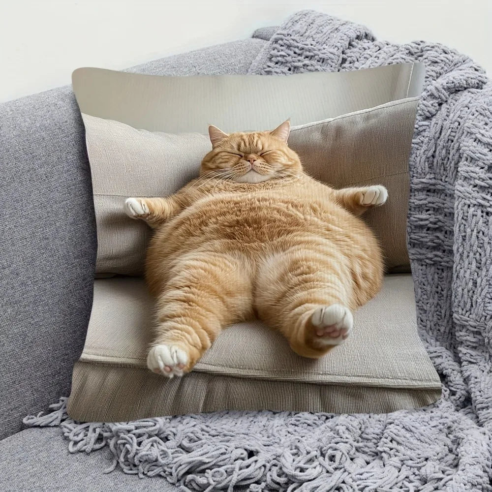 Fat Cat Pillowcase Durable Polyester