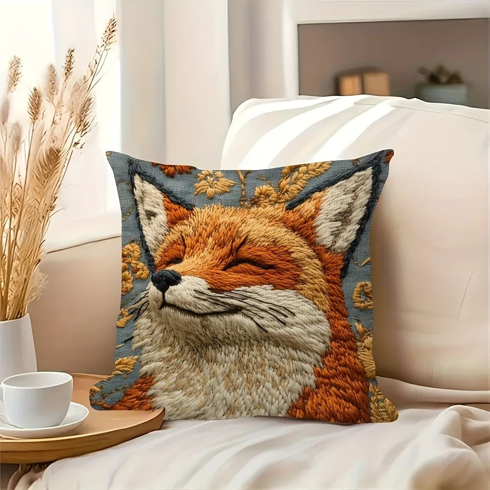 Fox Printed Pillowcase Sofa Cushion Cover