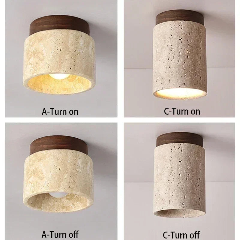 DecorBites™ Travertine Ceiling Flush Mount Light