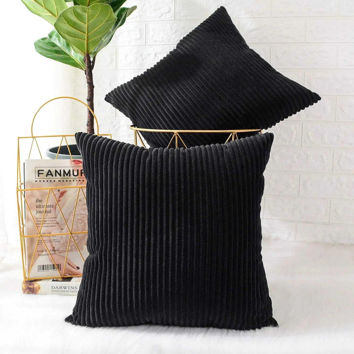 Striped Plush Pillowcases Set
