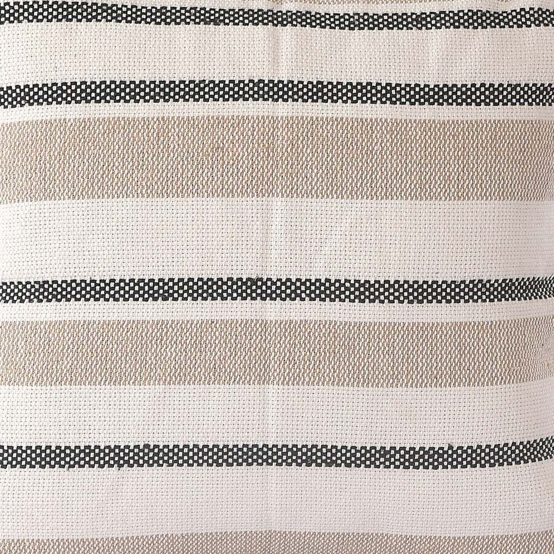 Beige Striped Cushion Cover | 45x45cm | Hand Stitched Cotton | Modern Home Decor-1