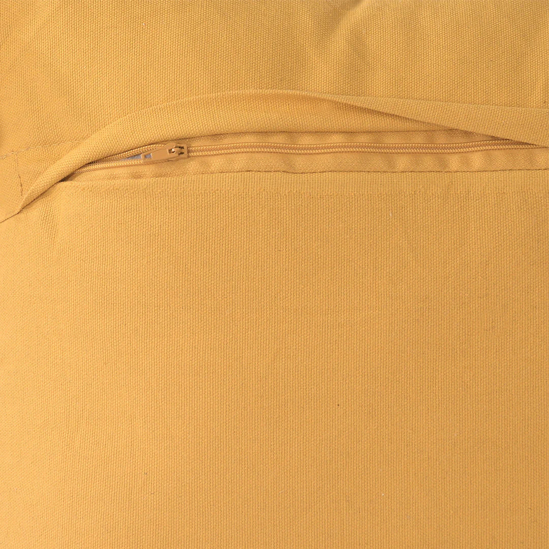 Mustard Yellow Tufted Cushion Cover | 45x45cm Cotton | Handmade with Tassels | Boho Decor-2