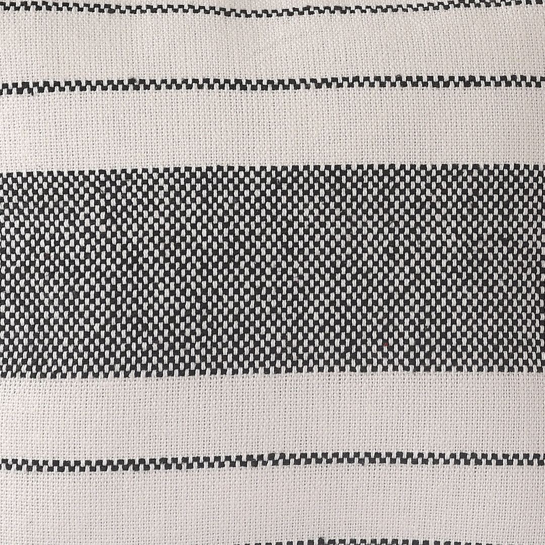 Cream & Black Striped Cushion Cover | 40x40cm | Handmade Cotton | Textured Weave-3