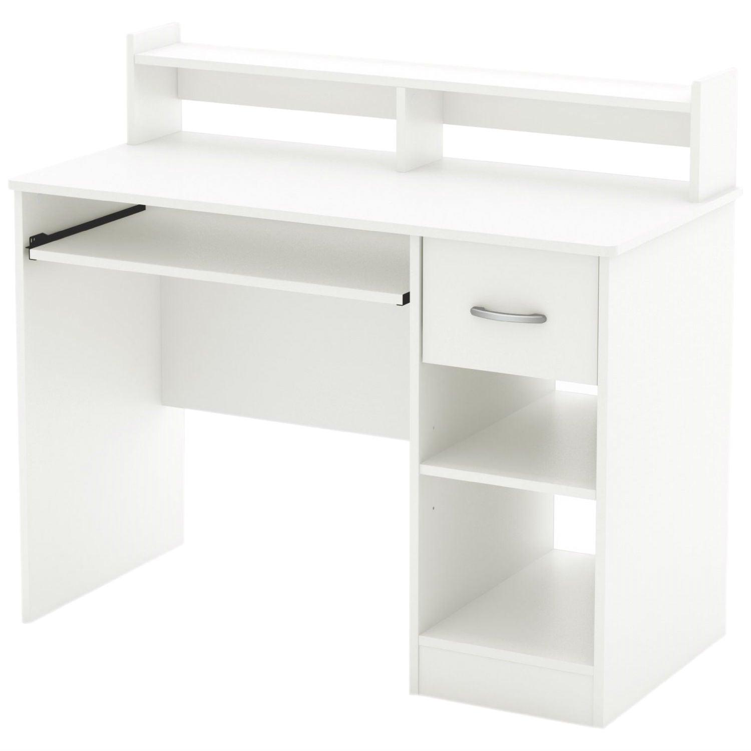 Contemporary Home Office Computer Desk in White Wood Finish - PRHOMZ